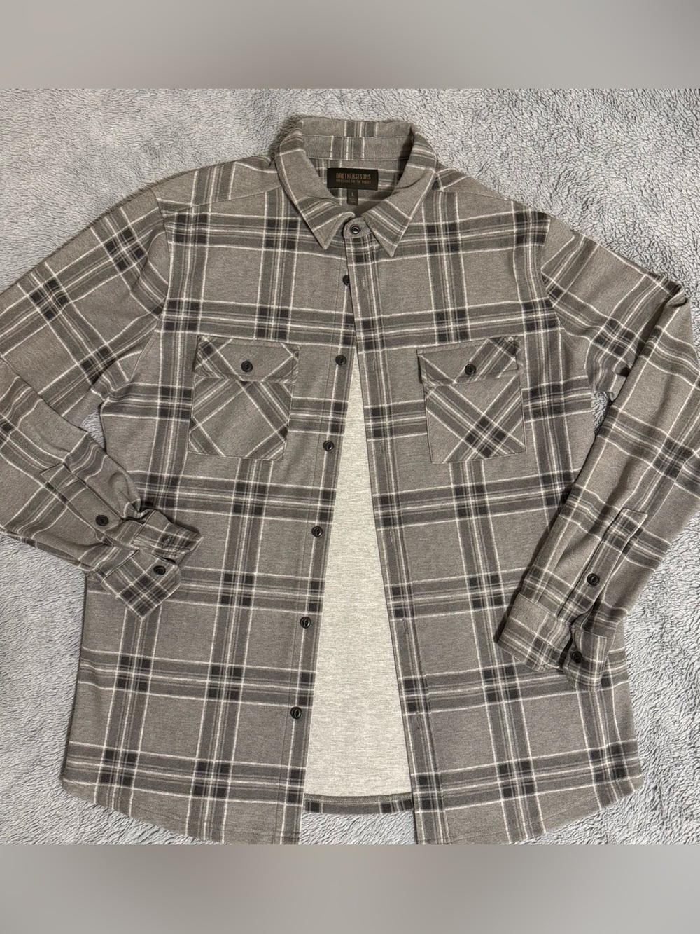 Brothers & Sons Gray Plaid Flannel Shirt